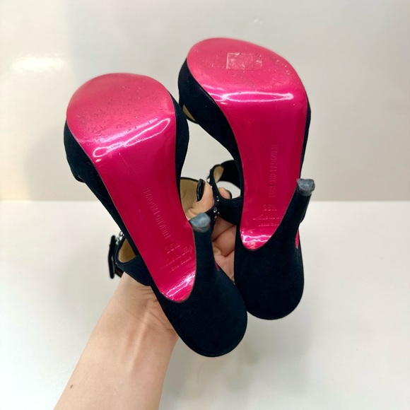 Luciano Padovan Black Suede Studded Heel Sandals – Size 6- Made in Italy - Picture 6 of 8